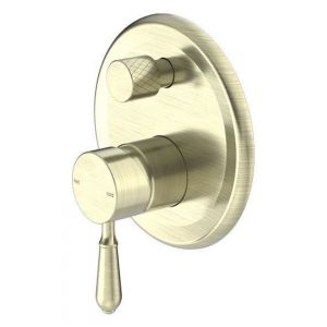 York Shower Mixer With Divertor With Metal Lever - Aged Brass
