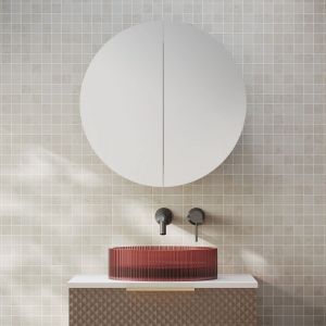 Elli Round 600mm Shaving Cabinet - Matte White