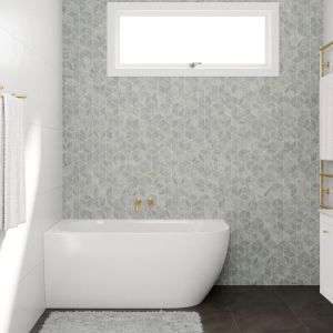 Polino 1400mm Gloss White Corner Bath - Left