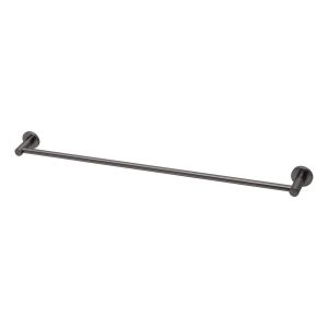 Radii Single Towel Rail 800mm Round Plate - Brushed Carbon