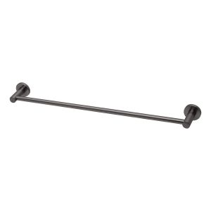 Radii Single Towel Rail 600mm Round Plate - Brushed Carbon