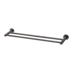 Radii Double Towel Rail 800mm Round Plate - Brushed Carbon