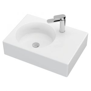 Reba Left Bowl Wall Basin, 1 Tap Hole