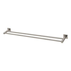 Radii Double Towel Rail 800mm Square Plate - Brushed Nickel