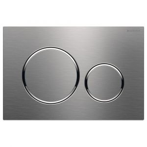 GEBERIT Sigma 20 Round Button Flush Plate, Brushed Stainless Steel