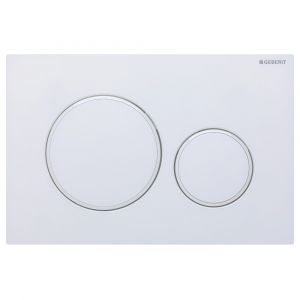 GEBERIT Sigma 20 Round Button Flush Plate, Matte White