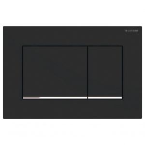 GEBERIT Sigma 30 Rectangular Button Flush Plate, Matte Black and Chrome