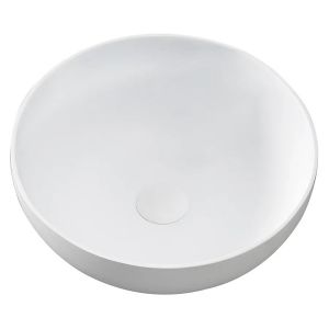London Solid Surface Round Basin - Matte White