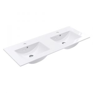 Dolce Full Depth Double Bowl Ceramic Basin-Top 1200mm - 3 Taphole