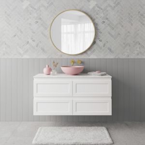 Tiffany 1200mm Single Basin Wall Hung Vanity Cabinet Matte White