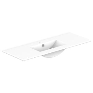 Glacier Ceramic Moulded Top 1200mm Centre Bowl 1 Tap Hole in Gloss White