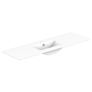 Glacier Ceramic Moulded Top 1500mm Centre Bowl 1 Tap Hole in Gloss White