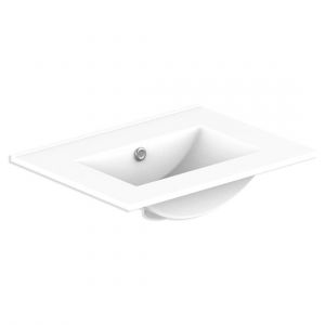 Glacier Ceramic Moulded Top 600mm Centre Bowl 0 Tap Hole in Gloss White