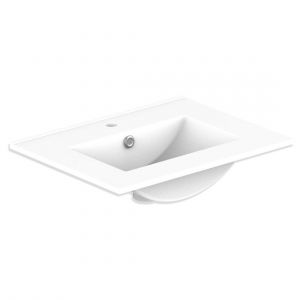 Glacier Ceramic Moulded Top 600mm Centre Bowl 1 Tap Hole in Gloss White