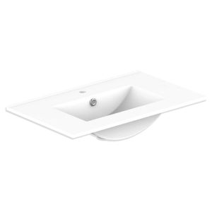 Glacier Ceramic Moulded Top 750mm Centre Bowl 1 Tap Hole in Gloss White