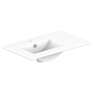 Glacier Ceramic Moulded Top 750mm Left Bowl 1 Tap Hole in Gloss White