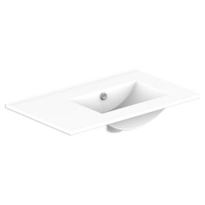 Glacier Ceramic Moulded Top 750mm Right Bowl 0 Tap Hole in Gloss White