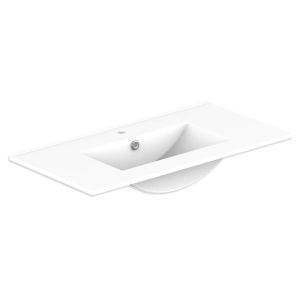 Glacier Ceramic Moulded Top 900mm Centre Bowl 1 Tap Hole in Gloss White