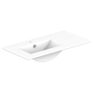 Glacier Ceramic Moulded Top 900mm Left Bowl 1 Tap Hole in Gloss White