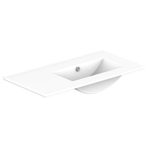 Glacier Ceramic Moulded Top 900mm Right Bowl 0 Tap Hole in Gloss White
