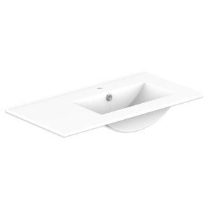 Glacier Ceramic Moulded Top 900mm Right Bowl 1 Tap Hole in Gloss White