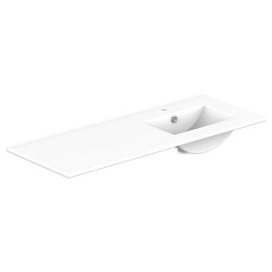Glacier Ceramic Moulded Top 1200mm Right Bowl 1 Tap Hole in Gloss White