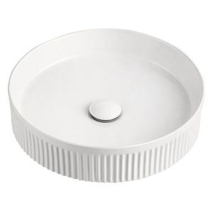 Round Fluted Above Counter Basin in Gloss White