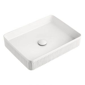Rectangular Fluted Above Counter Basin in Gloss White