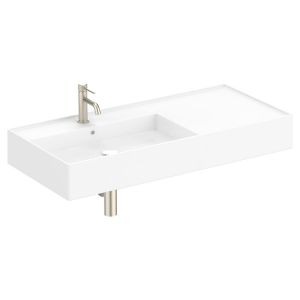 Teorema 1000 Wall Hung Basin Left Offset in Gloss White