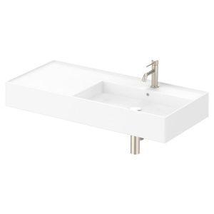 Teorema 1000 Wall Hung Basin Right Offset in Gloss White