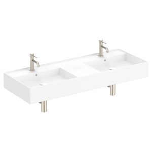 Teorema 1200 Wall Hung Basin Double Bowl in Gloss White