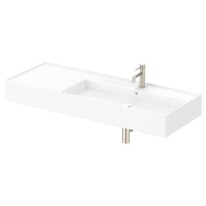 Teorema 1200 Wall Hung Basin Right Offset in Gloss White