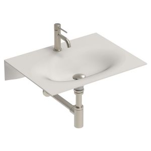Veil Wall Hung Basin 0 Tap Hole in Matte Pearl