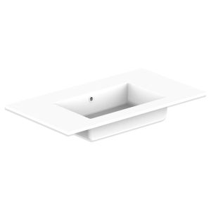 Glacier Cast Marble Moulded Top 900mm Centre Bowl 0 Tap Hole in Gloss White