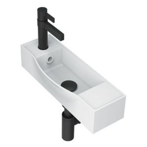 Halo Wall Hung Basin Left Tap Hole in Matte White