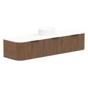 Waverley 1800mm Prime Oak Woodmatt Wall Hung Cabinet, Centre Bowl