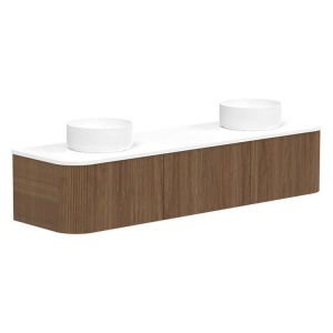 Waverley 1800mm Prime Oak Woodmatt Wall Hung Cabinet, Double Bowl